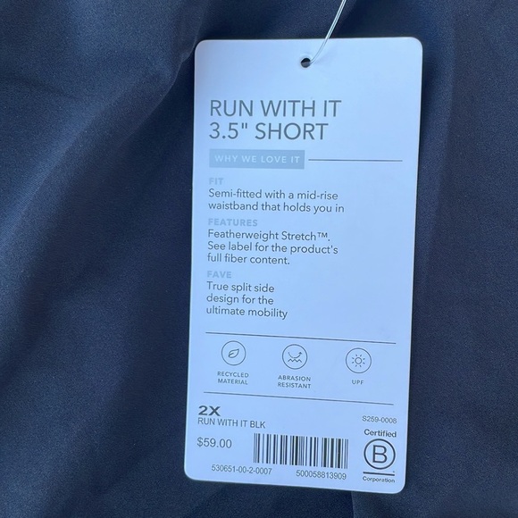 NWT Athleta Run With It 3.5” Short Black Womens Plus Size 2X Athletic Workout - Picture 3 of 5